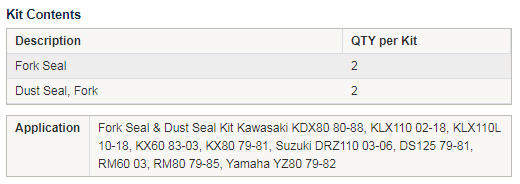 Fork Oil Seals & Boots For Kawasaki KX60 (1983–2003) – Pyramid Parts Kit