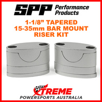 SSP 1-1/8" TAPERED FAT BAR MOUNT 15-35mm BARS RISER KIT INCH 28.6mm SILVER