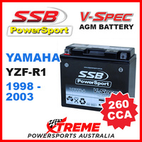 SSB 12V V-SPEC DRY CELL 260 CCA AGM BATTERY YAMAHA YZF-R1 YZF R1000 1998-2003