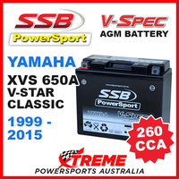 SSB 12V V-SPEC DRY CELL 260 CCA BATTERY YAMAHA XVS650A V-STAR CLASSIC 1999-2015