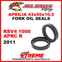 All Balls 55-122 Aprilia RSV4 1000 APRC R 2011 Fork Oil Seal Kit 43x55x10.5