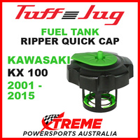 Kawasaki KX100 KX 100 2001-2015 Fuel Gas Tank Tuff Jug Quick Cap Black Green