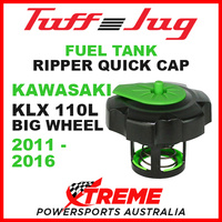 Kawasaki KLX 110L Big Wheel 2011-2016 Fuel Gas Tank Tuff Jug Quick Cap Blk Green
