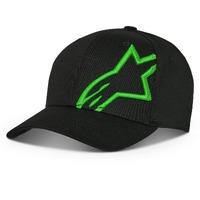 Alpinestars Corp Snap 2 Hat Cap Black w/ Green Logo One Size Fits Most