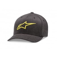 Alpinestars Ageless Curve Hat Cap Charcoal Heather Hi-Viz Yellow Logo Small/Med