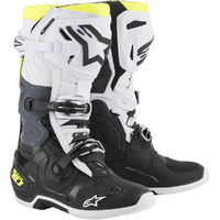Alpinestars Tech 10 Adult Boots MX Black/White/Yellow Fluo Sizes 7-14