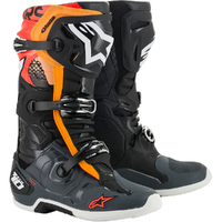 Alpinestars Tech 10 Adult Boots MX Black/Grey/Orange/Red Fluo Sizes 7-14