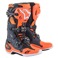 Alpinestars Tech 10 Adult Boots MX Cool Grey/Orange Fluo Sizes 7-14
