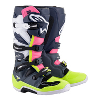 Alpinestars Adult MX Tech 7 Boot Dark Grey/Dark Blue/Pink Sizes 9-12
