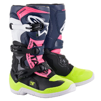 Alpinestars Tech 3S Youth Boots MX Black/Dark Blue/Pink Fluo Sizes 2-8