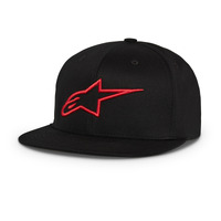 Alpinestars Ageless Flatbill Hat Cap Black w/ Red Logo Large/XL