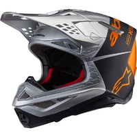 Alpinestars 2026 S-M10 Flood Silver / Black / Fluro Orange Helmet