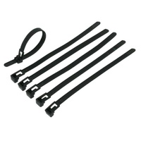 DRC Releasable Zip Ties 150mm Length Black 6 PCS
