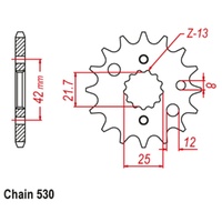 Supersprox 13 Tooth Steel Front Sprocket for Suzuki GSF1250 Bandit 2007-2011