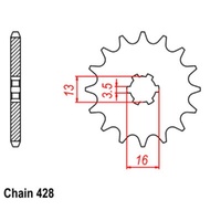 Supersprox 13 Tooth Steel Front Sprocket for Suzuki DRZ70 2008-2018