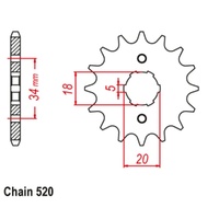 Supersprox 14 Tooth Steel Front Sprocket for Honda XL175 1973-1974