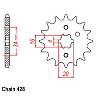 Supersprox 14 Tooth Steel Front Sprocket for Yamaha XT200 1982-1985