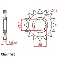 Supersprox 16 Tooth Steel Front Sprocket for Yamaha XTZ750 SUPER TENERE 90-91