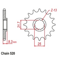 Supersprox 14 Tooth Steel Front Sprocket for Kawasaki Versys X 300 2017-2022