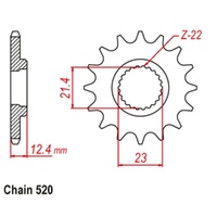 Supersprox 14 Tooth Steel Front Sprocket for Yamaha YFM250R RAPTOR 2WD 2008-2010