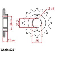 Supersprox 14 Tooth Steel Front Sprocket for Ducati ST4 916 1998-2003