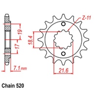 Supersprox 13 Tooth Steel Front Sprocket for Honda CBR250R ABS 2011-2014