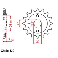 Supersprox 15 Tooth Steel Front Sprocket for Honda TA200 SHADOW 2003-2005