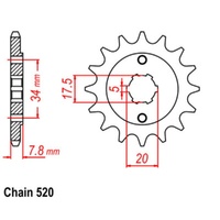 Supersprox 13 Tooth Steel Front Sprocket for Honda NXR125 FARM 2004-2013