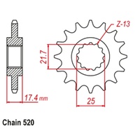 Supersprox 14 Tooth Steel Front Sprocket for Honda VT250 MAGNA 1996-1997