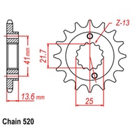 Supersprox 14 Tooth Steel Front Sprocket for Honda XR650R 2000-2008