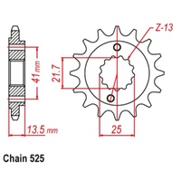 Supersprox 15 Tooth Steel Front Sprocket for Honda XL650V Transalp 2000-2008