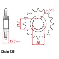 Supersprox 15 Tooth Steel Front Sprocket for Kawasaki ZX6R 1995-1997