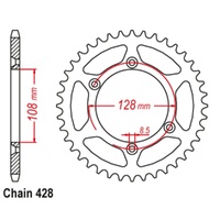 Supersprox 48 Tooth Steel Rear Sprocket for Suzuki DRZ125L Big Wheel 2012-2017