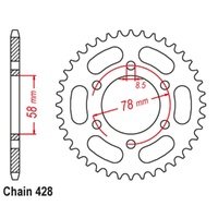 Supersprox 37 Tooth Steel Rear Sprocket for Kawasaki KH100 1986-1989