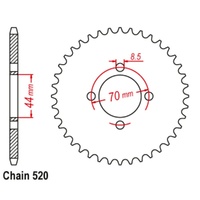 Supersprox 22 Tooth Steel Rear Sprocket for Kawasaki KFX80 2003-2006