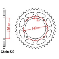 Supersprox 43 Tooth Steel Rear Sprocket for Kawasaki W800 Cafe 2020-2022