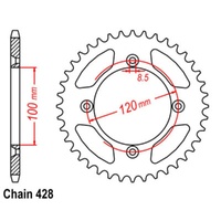Supersprox 52 Tooth Steel Rear Sprocket for Yamaha YZ85L Big Wheel 2002-2023