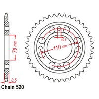 Supersprox 41 Tooth Steel Rear Sprocket for Honda CBX250RS 1985-1986