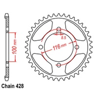 Supersprox 50 Tooth Steel Rear Sprocket for Kawasaki KLX140L Big Wheel 2008-2020