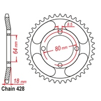 Supersprox 47 Tooth Steel Rear Sprocket for Yamaha AG100 1980-2017