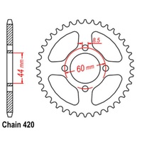 Supersprox 48 Tooth Steel Rear Sprocket for Yamaha GT80 1974-1977