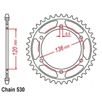 Supersprox  44 Tooth  Steel Rear sprocket for Yamaha XJ600 1984-1985
