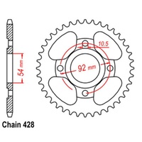 Supersprox 44 Tooth Steel Rear Sprocket for Yamaha SR185 1981