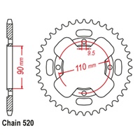 Supersprox 42 Tooth Steel Rear Sprocket for Honda ATC200ES 1984-1986