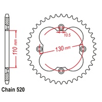 Supersprox 38 Tooth Steel Rear Sprocket for Honda TRX450R 2WD 2004-2006