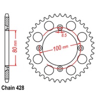 Supersprox 46 Tooth Steel Rear Sprocket for Honda CRF125F 2013-2023