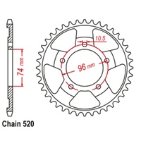 Supersprox 44 Tooth Steel Rear Sprocket for Honda NSR250 MC18 1988-1989