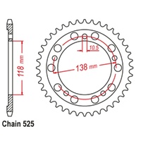 Supersprox 39 Tooth Steel Rear Sprocket for Honda CBR400RR 1990-1994