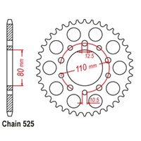Supersprox 44 Tooth Steel Rear Sprocket for Honda CRF1000L Africa Twin 2016-2019
