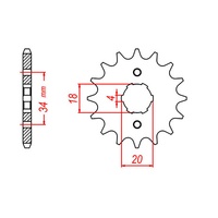 MTX 14 Tooth Front Sprocket for Honda CT125 1976-1994